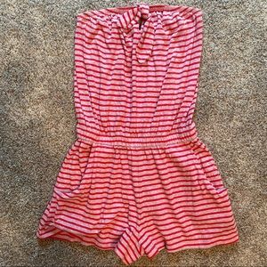 Pink & Red Striped Romper